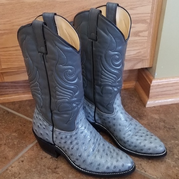 blue ostrich boots